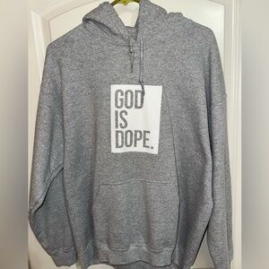 God is Dope Hoodie, L, Heather Gray